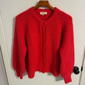 Sézane Emile Red Alpaca and Wool Cardigan